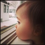 Watching the snow fall.